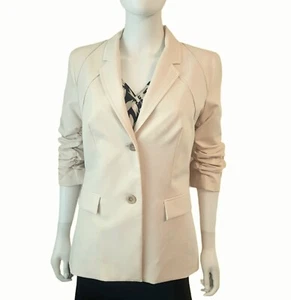 Blazer gabardine elasticizzato DONCASTER increspato manica 3/4 dentellato risvolto TG 10 avorio - Foto 1 di 9