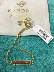 KENDRA SCOTT GOLD ORANGE GOLD STONE WITH POUCH #1AA - Picture 1 of 12