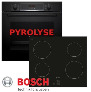 Herdset Autark Bosch Backofen Pyrolyse + Induktion Kochfeld, flächenbündig Neu - Bild 1 von 11