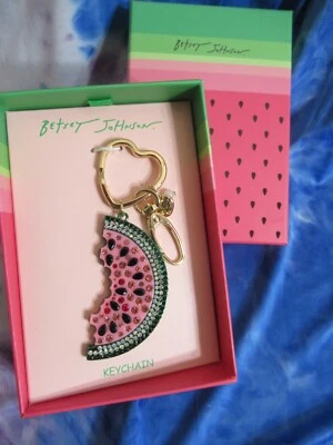 BETSEY JOHNSON Cristal Sandía Llavero Bolso Llavero Dije Nuevo en Caja Foto 1 de 3