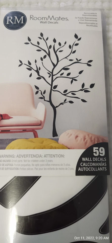 RAMAS DE ÁRBOL FAMILIAR NEGRO Mural Pegatinas de Pared Decoración de Habitación Calcomanías de Vinilo NUEVO EE. UU. Foto 1 de 4