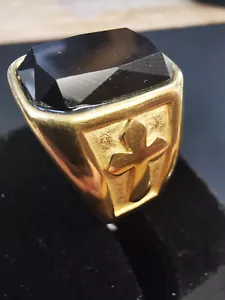 Siegelring Herrenring Ring Onyx gold Kreuz Gr. 66 / 21 mm (20) - Bild 1 von 9