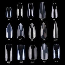 500pcs Fake Nail Tips Clear Natural Nails Tips Full Cover False Acrylic Press On