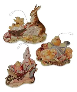 Bethany Lowe Set of 3 Different Bunnies and Chicks Easter Ornaments RL6565 New - Picture 1 of 6