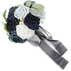  Plastic Holding Flowers Bridesmaid Faux Rose Stems Wedding Hand Bouquet