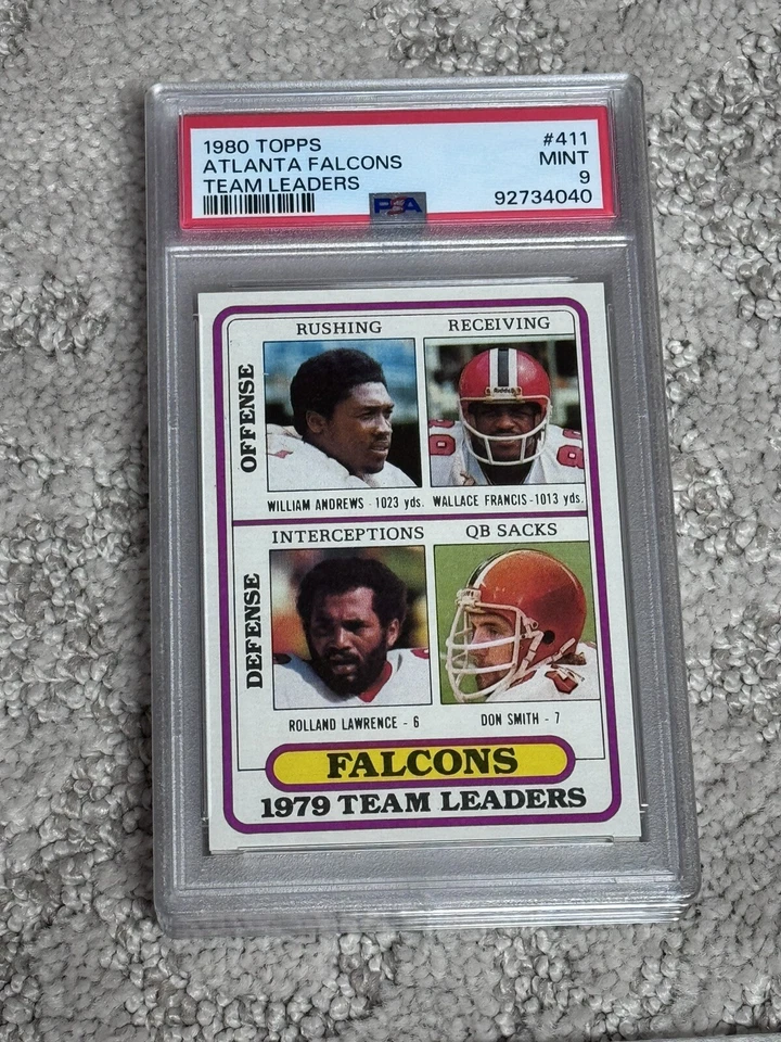 1980 TOPPS FOOTBALL CARD PSA 9 ATLANTA FALCONS TEAM LEADERS WALLACE FRANCIS - Image 1 of 1
