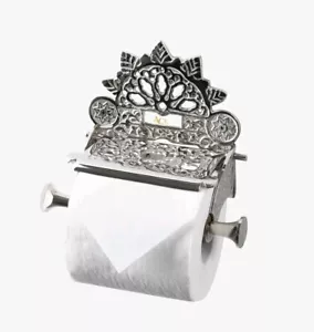 Victorian Style Brass Toilet Roll Holder Chrome Antique Bathroom Decor Novelty - Picture 1 of 5