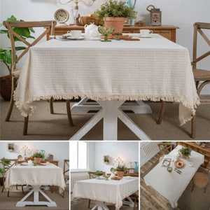 Mantel de borla a cuadros lisos con flecos mantel cubierta comedor cocina hogar decoración - Imagen 1 de 21