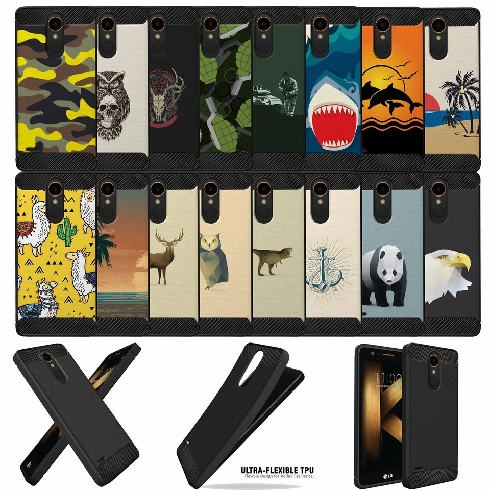 For (LG Aristo 3/ Tribute Empire) Black TPU Bumper Carbon Fiber Flexible Case - Image 1 of 1