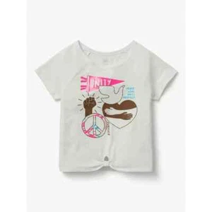 Justice Girl's SIZE S 7-8 Everyday Faves Short Sleeve Knot Front T-Shirt  White - Picture 1 of 4