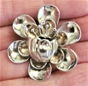 VTG Sterling Silver 925 Modernist Flower Brooch Pin 9g 1 1/2" diameter c.1950 - Picture 1 of 6