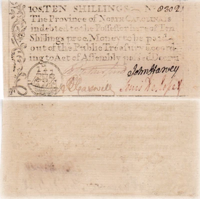 December 1771 Ten Shillings North Carolina Colonial Fr NC-138  - Image 1 of 3