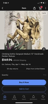 Climbing Gothic Gargoyle Medium 13" Handmade Garden Statues - Image 1 of 2