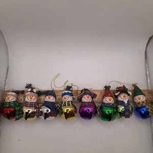 8er Set Acryl Schneemann Jingle Bell Weihnachtsschmuck - Bild 1 von 10