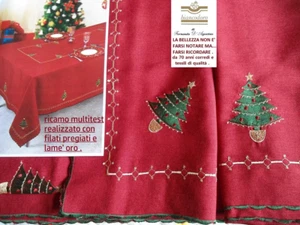 Tovaglia Natale Ricamata rettangolare x 12 cm. 180 x 270 senza tovaglioli - Bild 1 von 10