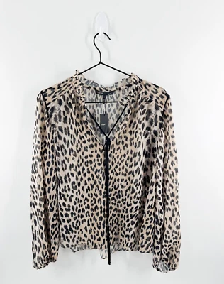 NWT Maje Leopard Print Tie Blouse 1/S - Image 1 of 4