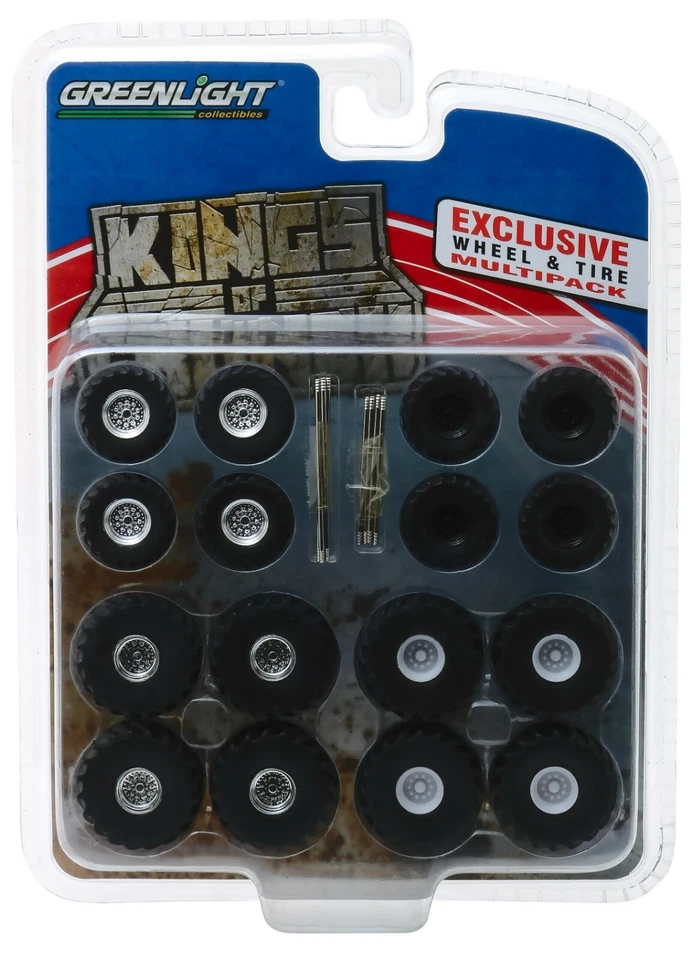 1:64 GreenLight *MONSTER TRUCK* PAQUETE DE ACCESORIOS PARA NEUMÁTICOS DE RUEDA *4 JUEGOS* PERSONALIZAR NUEVO EN PAQUETE Foto 1 de 1