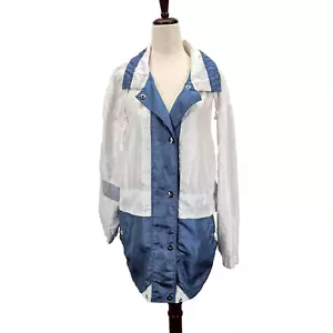 Chaqueta ligera vintage Braetan para mujer S blanca azul cortavientos frente a presión - Imagen 1 de 10
