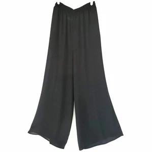 Pantalones transparentes de pierna ancha negros Wheaton & Katz Ltd Boutique Capri elásticos M - Imagen 1 de 4