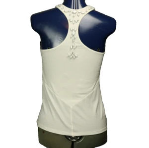 Victoria's Secret Beaded High V-Neck Racerback Tank Top Partially-Lined Ivory S - Picture 1 of 21