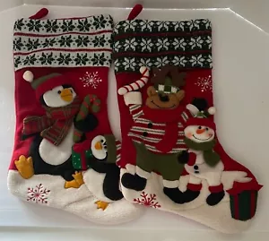 Atico Plush Penguin and Snowman Christmas Stocking - Set of 2 - Picture 1 of 1