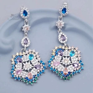 Pendientes Araña Colgantes Circonita Cúbica Multicolor Flor Mujer Joyería Regalo 5 - Imagen 1 de 5