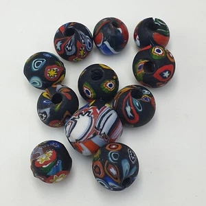 Vintage Venetian Millefiori Style Glass Beads Lot of 11 - Picture 1 of 18