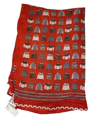 Talbots Women’s Oblong Scarf Quirky Sweaters Print Size 70”x25” Viscose Orange - Image 1 of 4