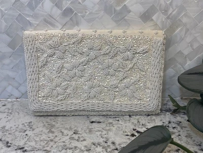 Vintage Beaded & Sequins Clutch Purse - Hand Made in Crown Colony of Hong Kong - Image 1 of 4