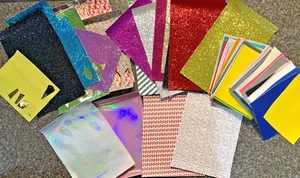 Riesiges Set Kunstleder Blätter alle Stile perfekt Cricut Basteln 52-neue Blätter - Bild 1 von 24