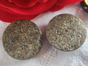 Duo boutons vintage  à pied  gris texturé paillette diamètre 2,7 cm D18B - Picture 1 of 4
