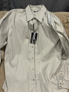 NWT VINTAGE Y2K Structure XL (44-46) Gray Men’s Premium Woven Striped Shirt - Picture 1 of 4