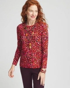 Camiseta Chico's Touch of Cool™ Spots con capas nueva sin etiquetas, talla pequeña de EE. UU. - Imagen 1 de 11