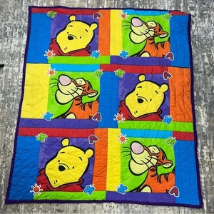 Vintage Hand Stitched Disney Winnie Pooh Crib Toddler Bed Quilt - Picture 1 of 5