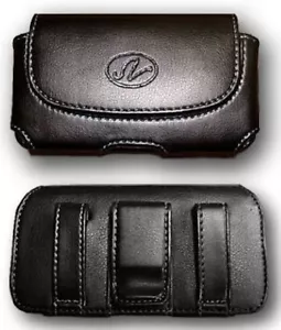 Schwarz Leder Etui Etui Holster mit Gürtelclip/Schlaufe für ATT Nokia Lumia 1520 - Bild 1 von 1