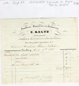 Dépt 67 Strasbourg 2 Rue des Petites Boucheries Commerce de Diamants & d'Or 1855 - Picture 1 of 1
