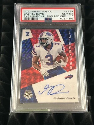 2020 Panini Mosaic — Fusion Red Chc. — #RA39 — Gabriel Davis RC — AUTO — PSA 10 - Image 1 of 2