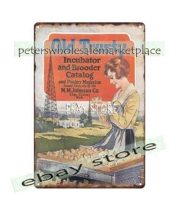 1927 chicken poultry Old Trusty Incubator Brooder Clay Center Nebraska tin sign - Picture 1 of 4