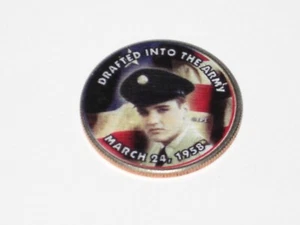 ELVIS EINGEZOGEN IN DIE ARMEE 24. MÄRZ 1958 FARBIGE KENNEDY HALBE DOLLAR MÜNZE - Bild 1 von 2