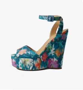 Guess Mujer Taraji Floral Tobillo Correa Plataforma Talla 8 M - Imagen 1 de 4
