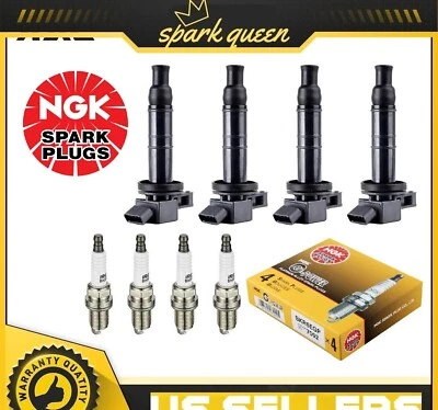 4 件点火线圈 + 4X NGK 火花塞 适合丰田凯美瑞卡罗拉 RAV4 雷克萨斯 2.4L — 第 1/4 张图片