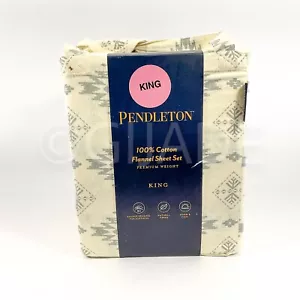 Pendleton King 4-Piece Sheet Set 100% Cotton Flannel Gray & Tan New - Picture 1 of 7
