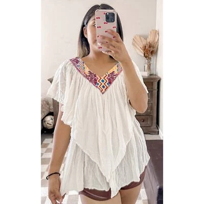 Jen's Pirate Booty Para Mujer Crema Bordado Boho Tapiz Gasa Top Talla OS Foto 1 de 4