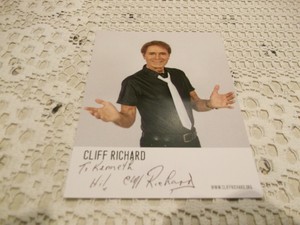 Sir Cliff Richard OBE (Summer Holiday) Dedicated Hand Signed Card