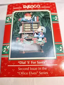 Enesco Ornament 1992 Zifferblatt S für Weihnachtsmann 2. in der Büroelfen Serie selten DV110 - Bild 1 von 7