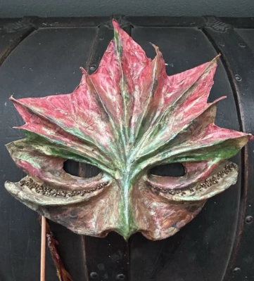 Venetian Mask Leaf Nature Earth Tones Harlequin Halloween Mardi Gras Masquerade - Image 1 of 4