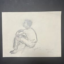 Jaime Bellechasse. Pencil Drawing "Arturo en la biblioteca". 1963. Signed.