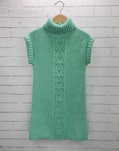 Vestido suéter cuello alto tejido con cable para niñas Gymboree talla 8 verde menta - Imagen 1 de 9