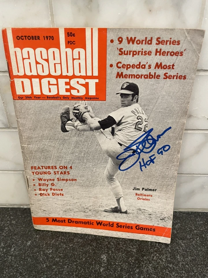 Autographed Jim Palmer Baltimore Baseball Digest Magazine 10/70  HOF 90 - Image 1 of 1