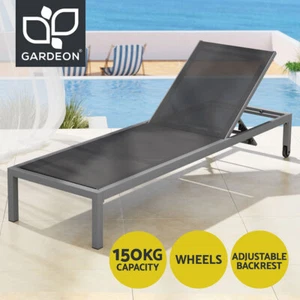 Gardeon Sun Lounger Outdoor Lounge Chair Patio Furniture Aluminium Wheels Pool - Picture 1 of 8